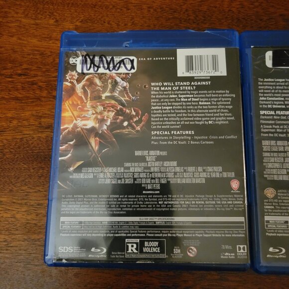 Lot of 2 DC Animated Universe Blu-Rays Justice League Dark and Injustice - Picture 2 of 8